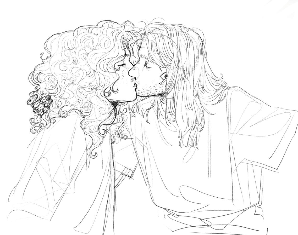 Half body sketch + additional character (£8)